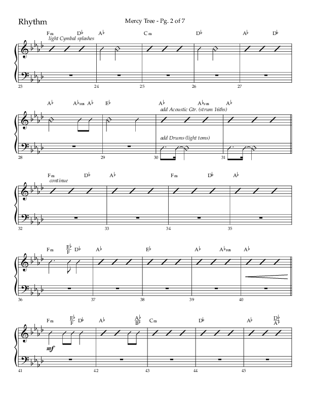 Mercy Tree (Choral Anthem SATB) Rhythm Chart (Lifeway Choral / Arr. Gary Rhodes / Orch. Bruce Greer)