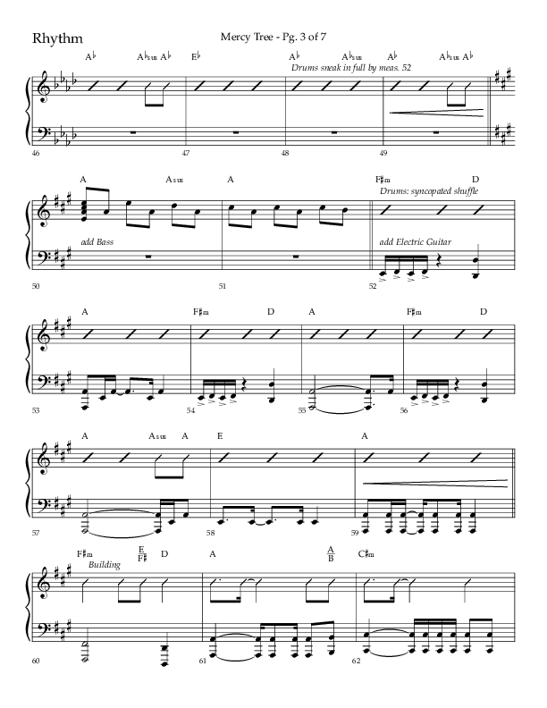 Mercy Tree (Choral Anthem SATB) Rhythm Chart (Lifeway Choral / Arr. Gary Rhodes / Orch. Bruce Greer)