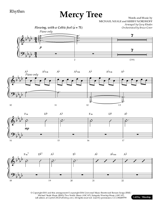 Mercy Tree (Choral Anthem SATB) Lead Melody & Rhythm (Lifeway Choral / Arr. Gary Rhodes / Orch. Bruce Greer)