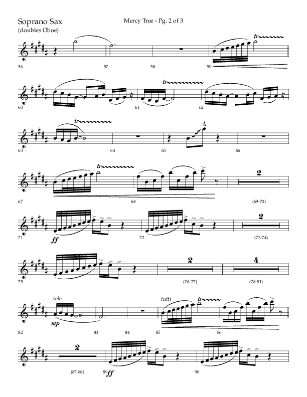 Mercy Tree (Choral Anthem SATB) Soprano Sax (Lifeway Choral / Arr. Gary Rhodes / Orch. Bruce Greer)