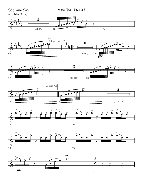 Mercy Tree (Choral Anthem SATB) Soprano Sax (Lifeway Choral / Arr. Gary Rhodes / Orch. Bruce Greer)