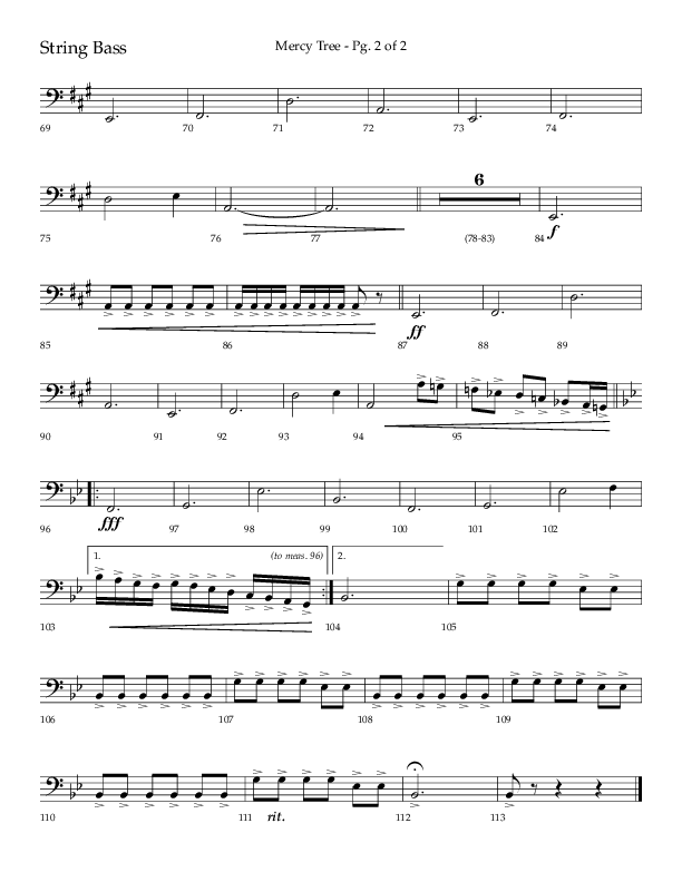 Mercy Tree (Choral Anthem SATB) String Bass (Lifeway Choral / Arr. Gary Rhodes / Orch. Bruce Greer)