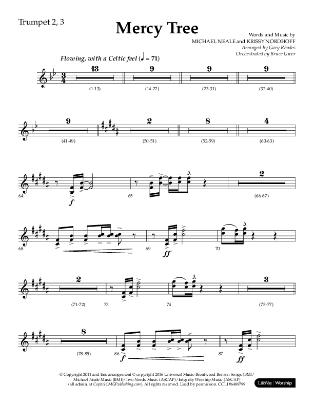 Mercy Tree (Choral Anthem SATB) Trumpet 2/3 (Lifeway Choral / Arr. Gary Rhodes / Orch. Bruce Greer)