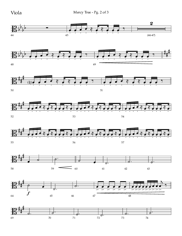 Mercy Tree (Choral Anthem SATB) Viola (Lifeway Choral / Arr. Gary Rhodes / Orch. Bruce Greer)