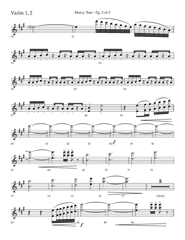 Mercy Tree (Choral Anthem SATB) Violin 1/2 (Lifeway Choral / Arr. Gary Rhodes / Orch. Bruce Greer)