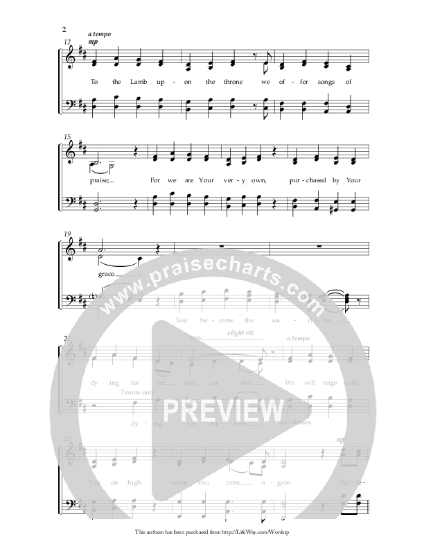 The Lamb Upon The Throne (Choral Anthem SATB) Anthem (SATB/Piano) (Lifeway Choral / Arr. Cliff Duren)