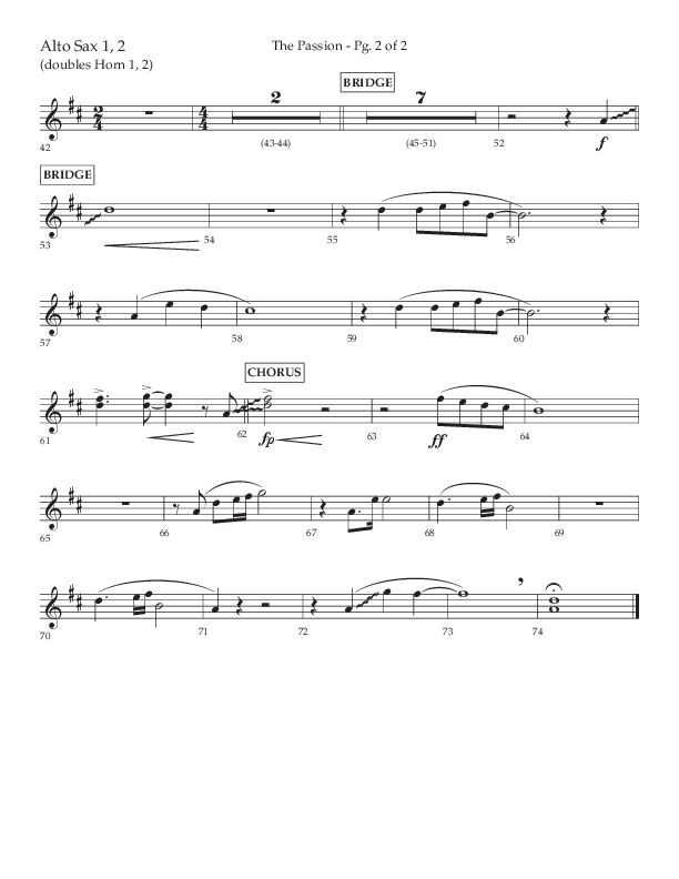 The Passion (Choral Anthem SATB) Alto Sax 1/2 (Lifeway Choral / Arr. Daniel Bondaczuk)