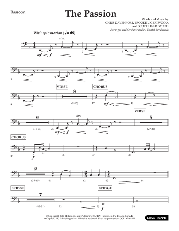The Passion (Choral Anthem SATB) Bassoon (Lifeway Choral / Arr. Daniel Bondaczuk)