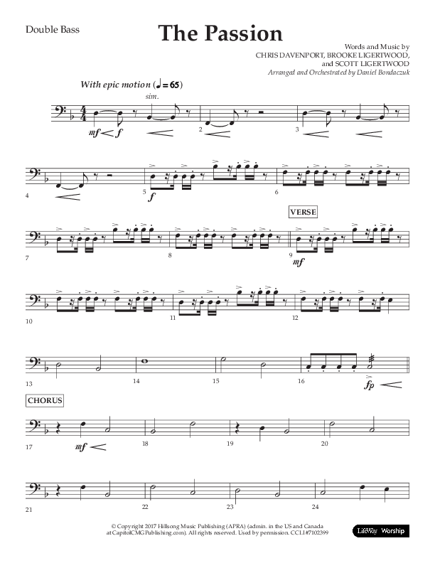 The Passion (Choral Anthem SATB) Double Bass (Lifeway Choral / Arr. Daniel Bondaczuk)