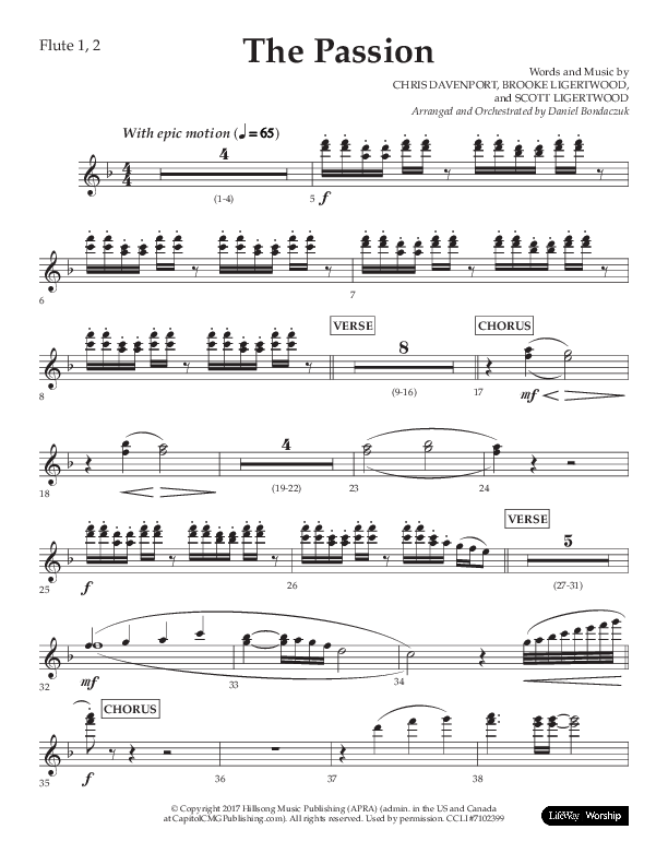 The Passion (Choral Anthem SATB) Flute 1/2 (Lifeway Choral / Arr. Daniel Bondaczuk)