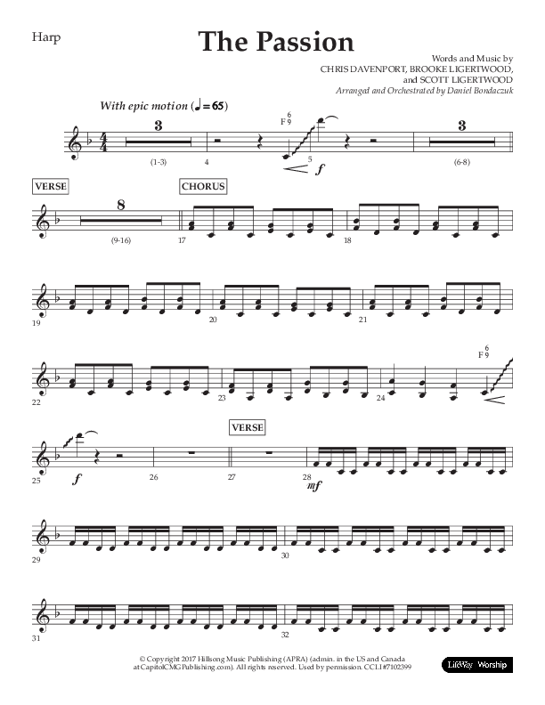 The Passion (Choral Anthem SATB) Harp (Lifeway Choral / Arr. Daniel Bondaczuk)
