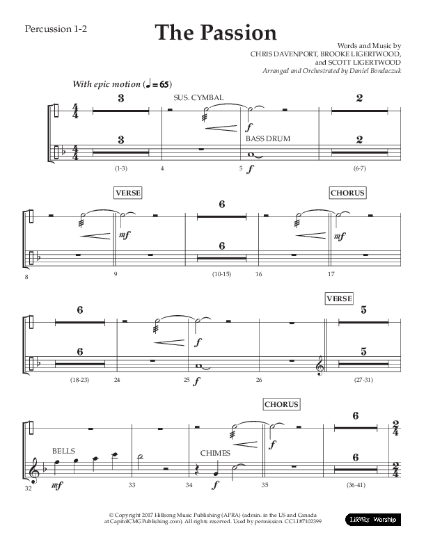 The Passion (Choral Anthem SATB) Percussion 1/2 (Lifeway Choral / Arr. Daniel Bondaczuk)