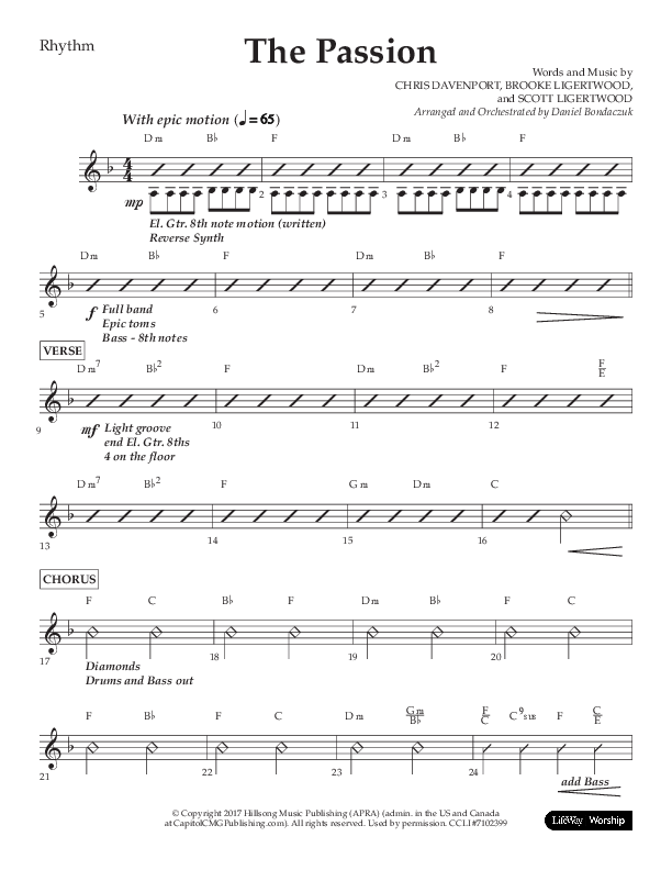 The Passion (Choral Anthem SATB) Rhythm Chart (Lifeway Choral / Arr. Daniel Bondaczuk)