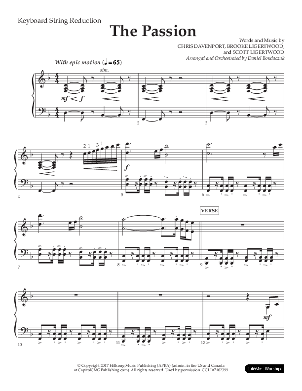 The Passion (Choral Anthem SATB) String Reduction (Lifeway Choral / Arr. Daniel Bondaczuk)