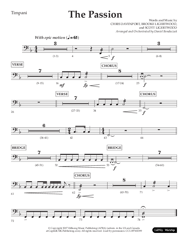 The Passion (Choral Anthem SATB) Timpani (Lifeway Choral / Arr. Daniel Bondaczuk)