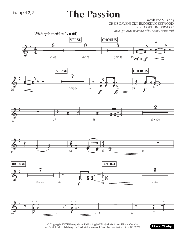 The Passion (Choral Anthem SATB) Trumpet 2/3 (Lifeway Choral / Arr. Daniel Bondaczuk)