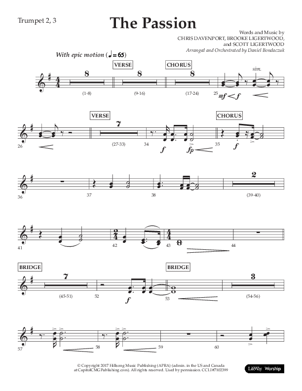 The Passion (Choral Anthem SATB) Trumpet 2/3 (Lifeway Choral / Arr. Daniel Bondaczuk)
