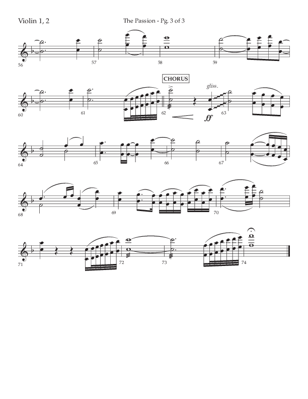 The Passion (Choral Anthem SATB) Violin 1/2 (Lifeway Choral / Arr. Daniel Bondaczuk)
