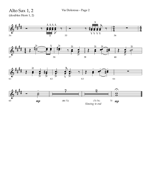 Via Dolorosa (Choral Anthem SATB) Alto Sax 1/2 (Lifeway Choral / Arr. David Clydesdale)
