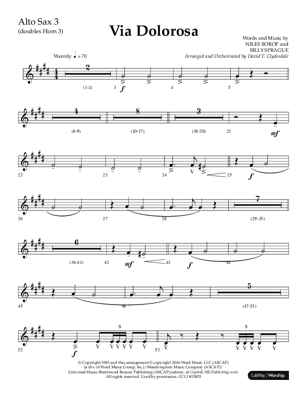 Via Dolorosa (Choral Anthem SATB) Alto Sax (Lifeway Choral / Arr. David Clydesdale)