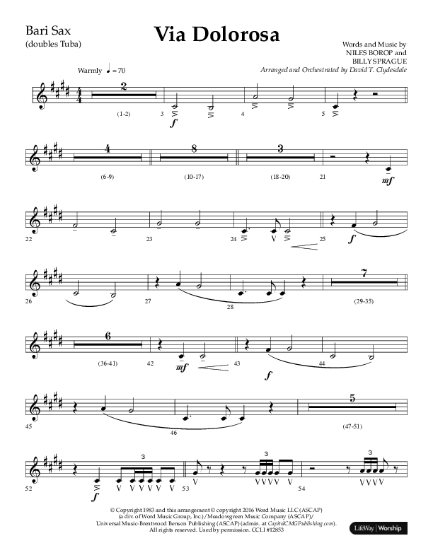 Via Dolorosa (Choral Anthem SATB) Bari Sax (Lifeway Choral / Arr. David Clydesdale)
