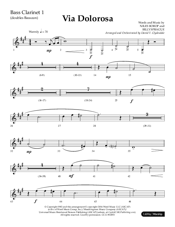 Via Dolorosa (Choral Anthem SATB) Bass Clarinet (Lifeway Choral / Arr. David Clydesdale)