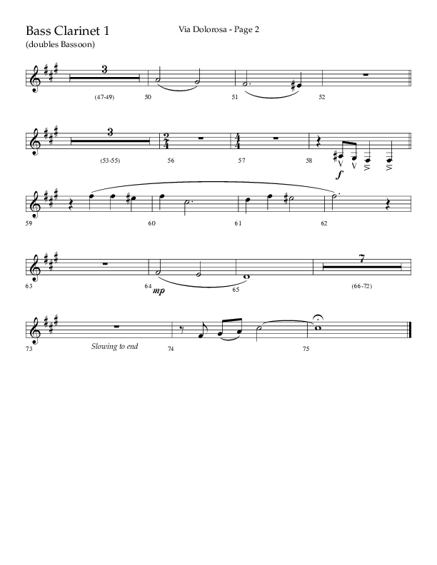 Via Dolorosa (Choral Anthem SATB) Bass Clarinet (Lifeway Choral / Arr. David Clydesdale)