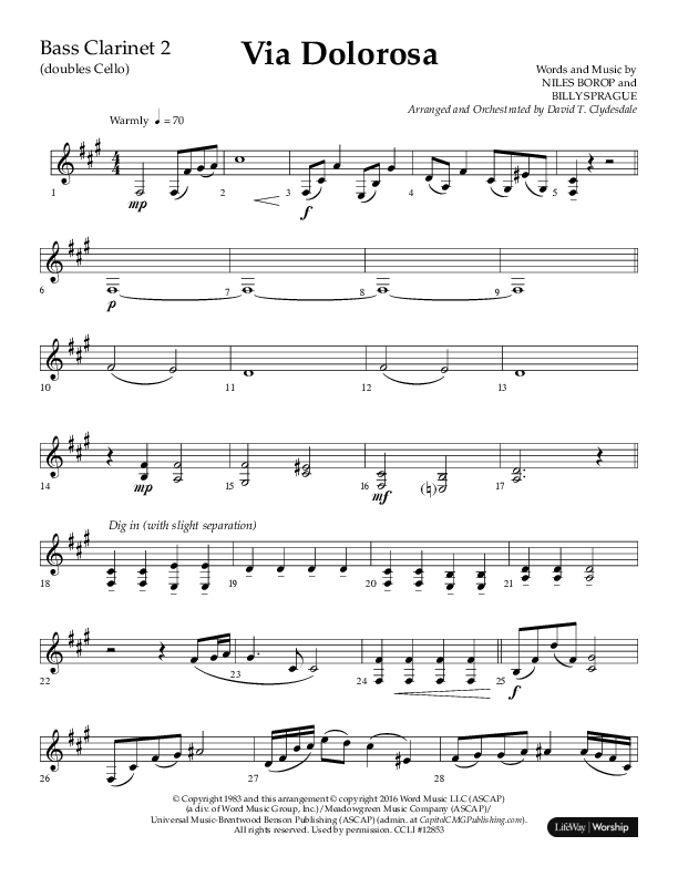 Via Dolorosa (Choral Anthem SATB) Bass Clarinet (Lifeway Choral / Arr. David Clydesdale)