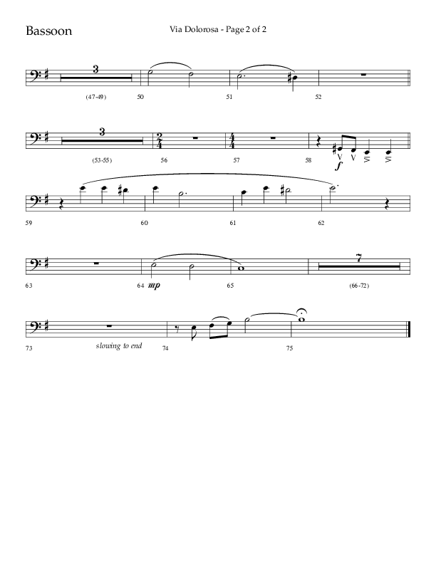 Via Dolorosa (Choral Anthem SATB) Bassoon (Lifeway Choral / Arr. David Clydesdale)