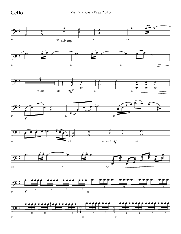 Via Dolorosa (Choral Anthem SATB) Cello (Lifeway Choral / Arr. David Clydesdale)