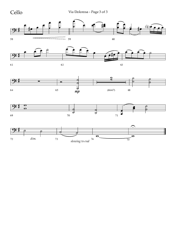 Via Dolorosa (Choral Anthem SATB) Cello (Lifeway Choral / Arr. David Clydesdale)