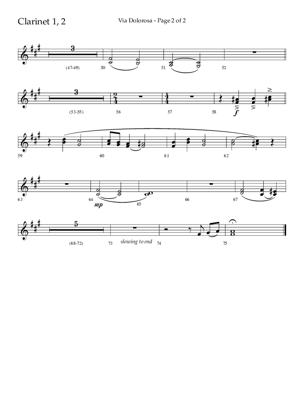 Via Dolorosa (Choral Anthem SATB) Clarinet 1/2 (Lifeway Choral / Arr. David Clydesdale)