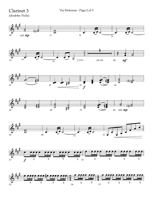 Via Dolorosa (Choral Anthem SATB) Clarinet 3 (Lifeway Choral / Arr. David Clydesdale)