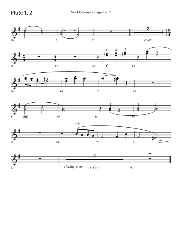 Via Dolorosa (Choral Anthem SATB) Flute 1/2 (Lifeway Choral / Arr. David Clydesdale)