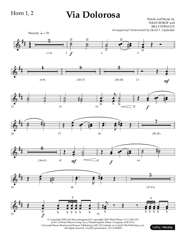 Via Dolorosa (Choral Anthem SATB) French Horn 1/2 (Lifeway Choral / Arr. David Clydesdale)