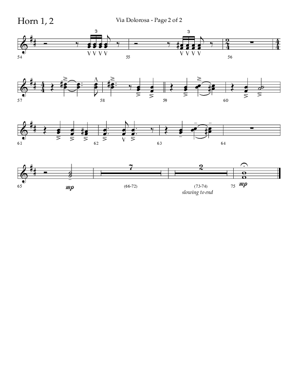 Via Dolorosa (Choral Anthem SATB) French Horn 1/2 (Lifeway Choral / Arr. David Clydesdale)