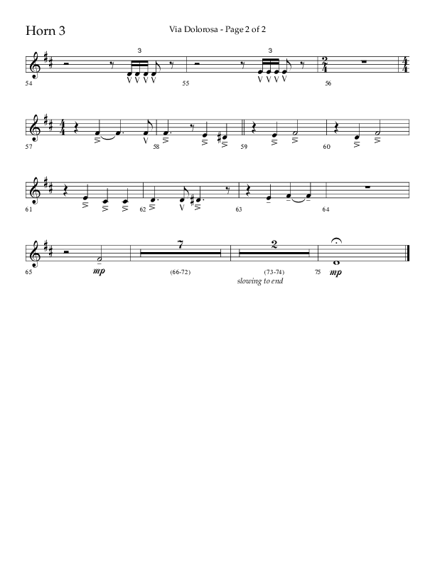 Via Dolorosa (Choral Anthem SATB) French Horn 3 (Lifeway Choral / Arr. David Clydesdale)