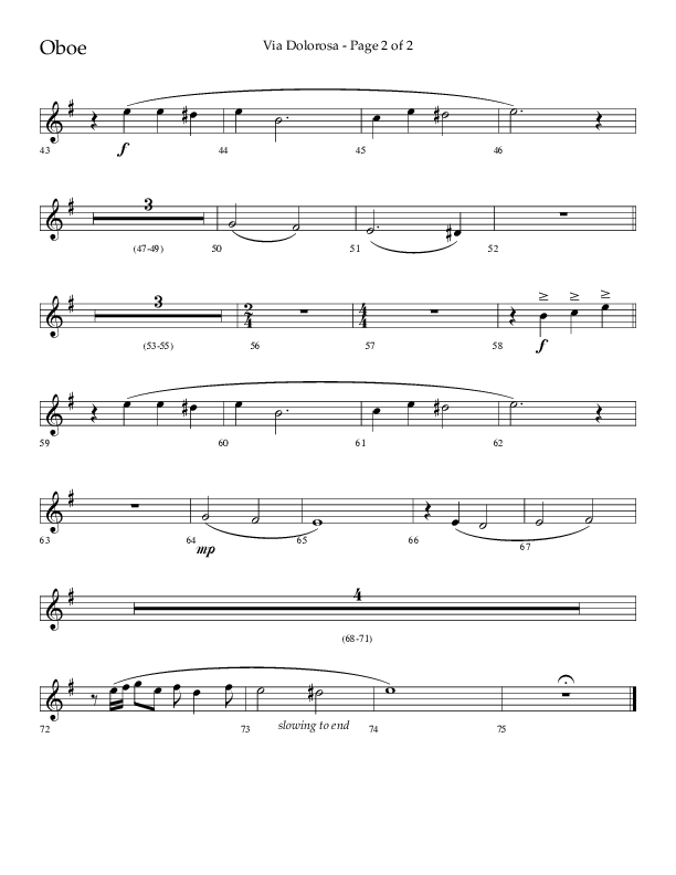 Via Dolorosa (Choral Anthem SATB) Oboe (Lifeway Choral / Arr. David Clydesdale)