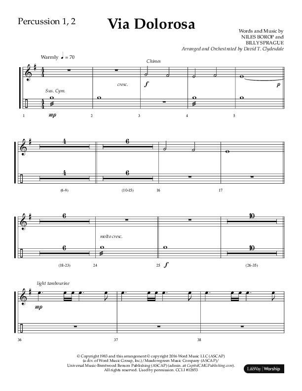 Via Dolorosa (Choral Anthem SATB) Percussion 1/2 (Lifeway Choral / Arr. David Clydesdale)