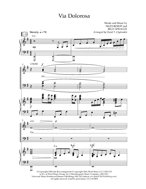 Via Dolorosa (Choral Anthem SATB) Anthem (SATB/Piano) (Lifeway Choral / Arr. David Clydesdale)