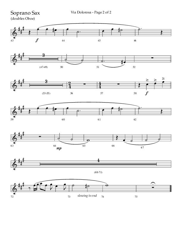 Via Dolorosa (Choral Anthem SATB) Soprano Sax (Lifeway Choral / Arr. David Clydesdale)