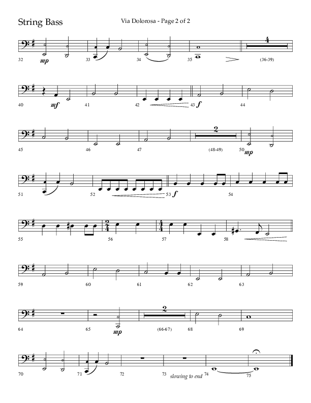 Via Dolorosa (Choral Anthem SATB) String Bass (Lifeway Choral / Arr. David Clydesdale)