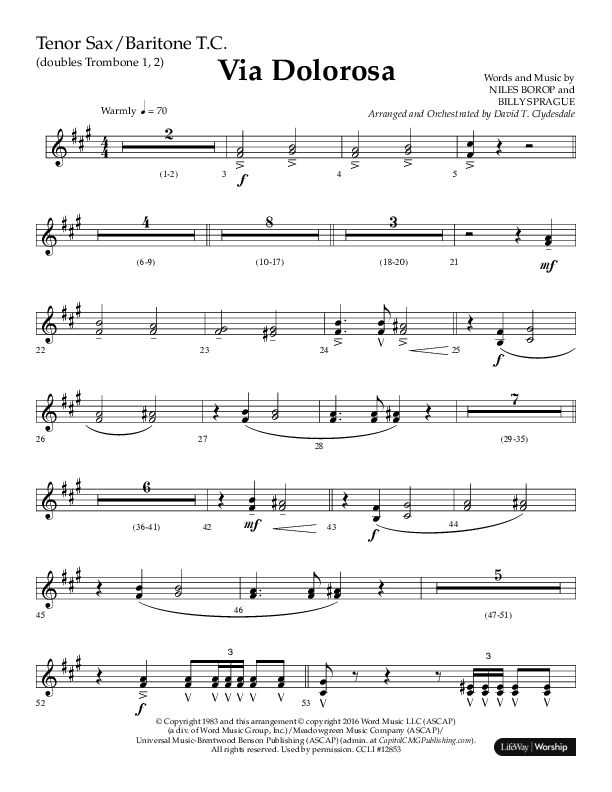 Via Dolorosa (Choral Anthem SATB) Tenor Sax/Baritone T.C. (Lifeway Choral / Arr. David Clydesdale)