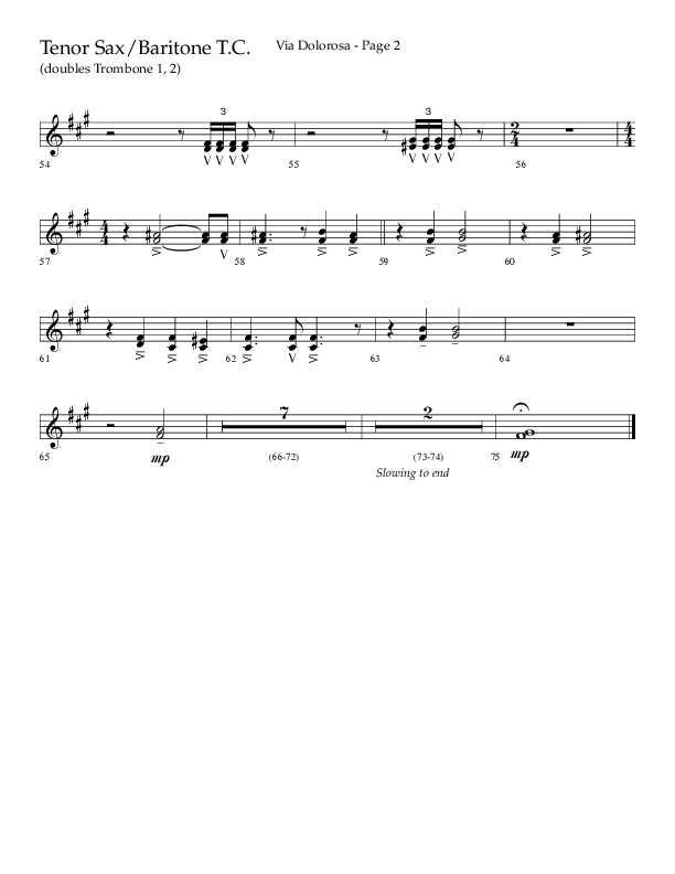 Via Dolorosa (Choral Anthem SATB) Tenor Sax/Baritone T.C. (Lifeway Choral / Arr. David Clydesdale)