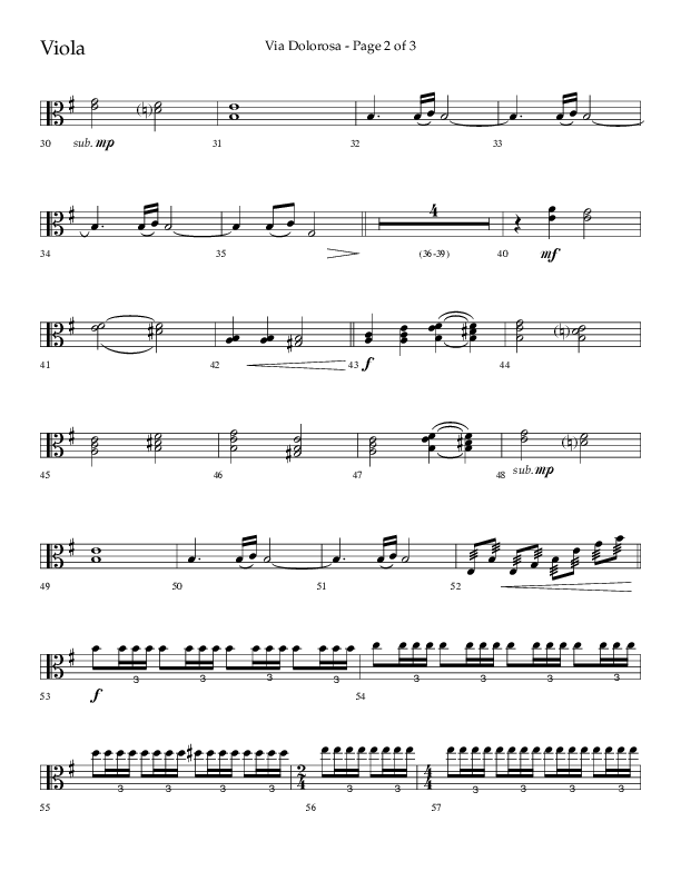 Via Dolorosa (Choral Anthem SATB) Viola (Lifeway Choral / Arr. David Clydesdale)