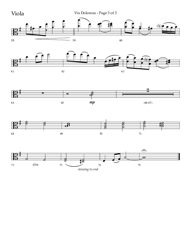 Via Dolorosa (Choral Anthem SATB) Viola (Lifeway Choral / Arr. David Clydesdale)