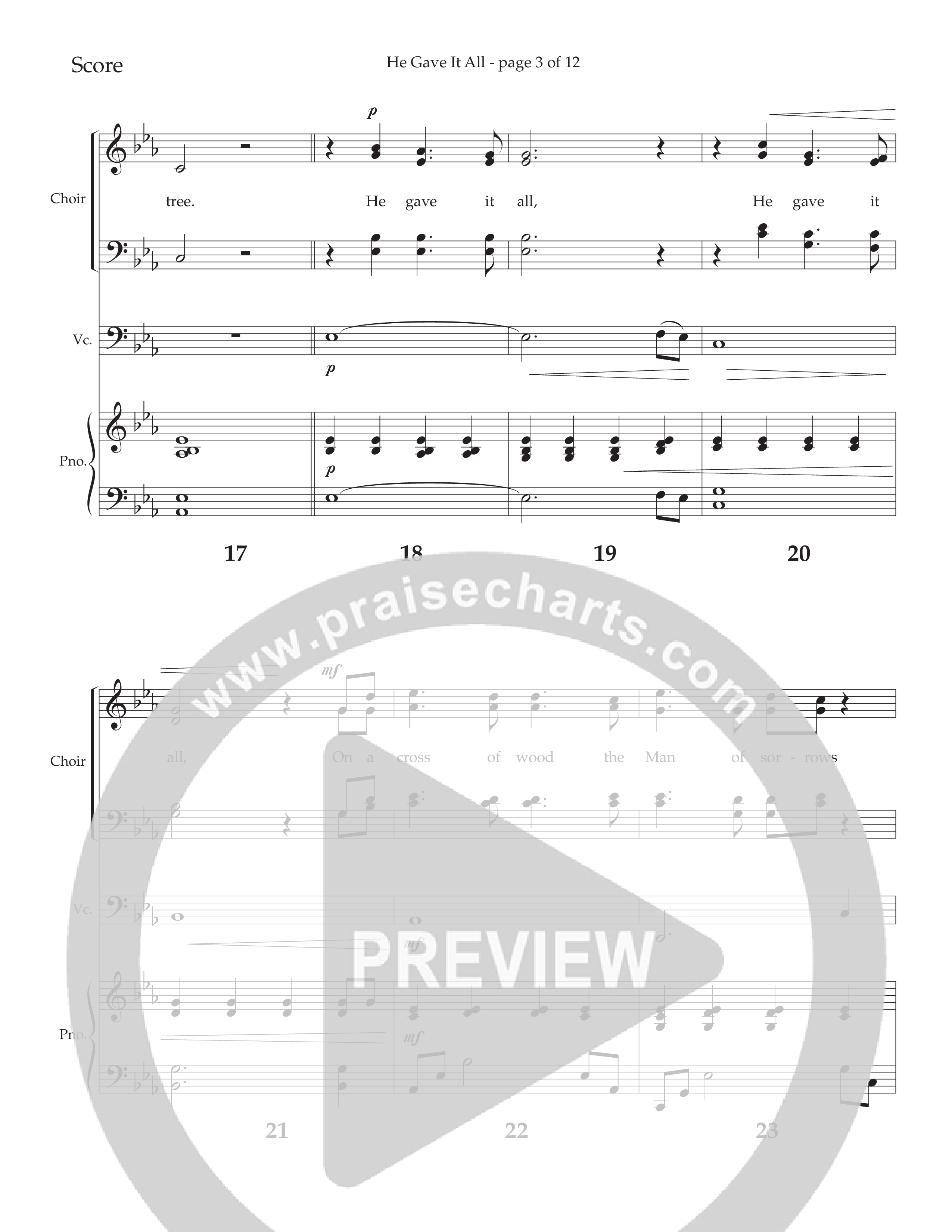 He Gave It All (Choral Anthem SATB) Cello/Piano (Lifeway Choral / Arr. Philip Keveren)