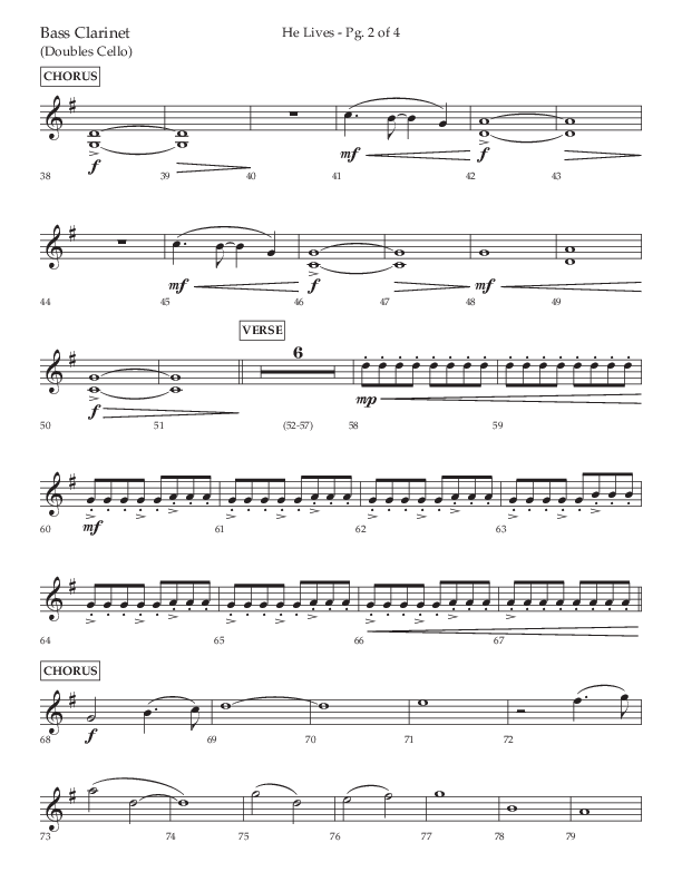 He Lives (Choral Anthem SATB) Bass Clarinet (Lifeway Choral / Arr. David Wise / Orch. David Shipps)