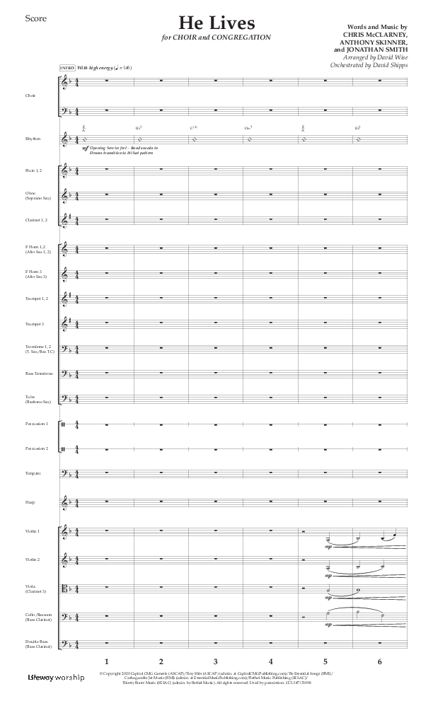 He Lives (Choral Anthem SATB) Orchestration (Lifeway Choral / Arr. David Wise / Orch. David Shipps)