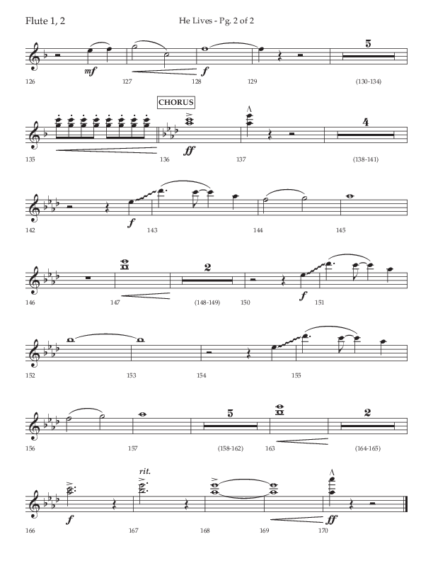 He Lives (Choral Anthem SATB) Flute 1/2 (Lifeway Choral / Arr. David Wise / Orch. David Shipps)
